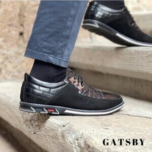 Gatsby Men's Black Oxford Derby Orthopedic Leather Shoes size 12
